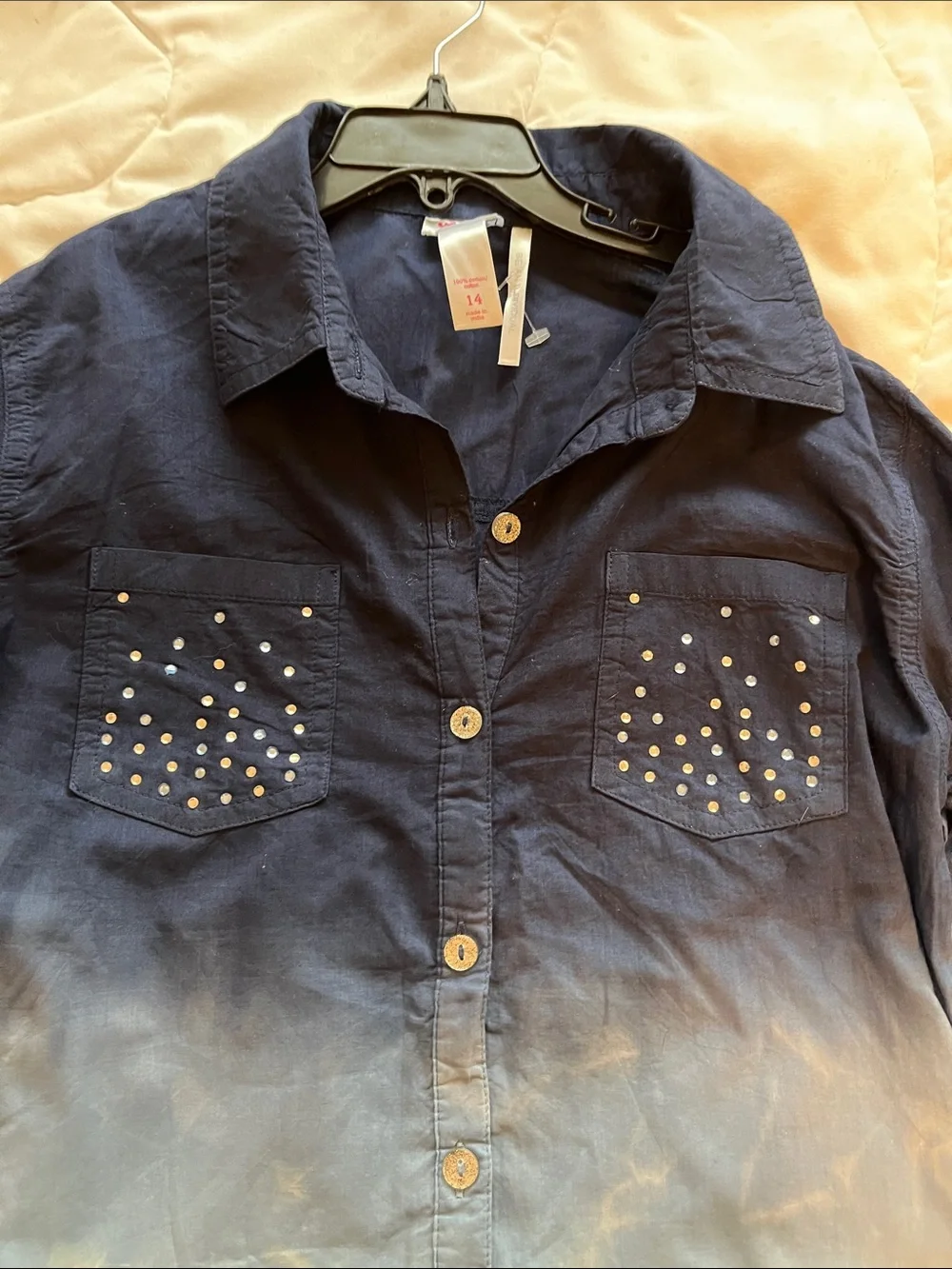 NWOT Girls Justice ombré cotton crew blouse 14